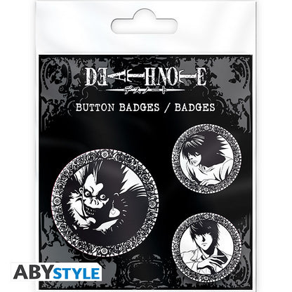 Death Note - Light, L & Ryuk badges