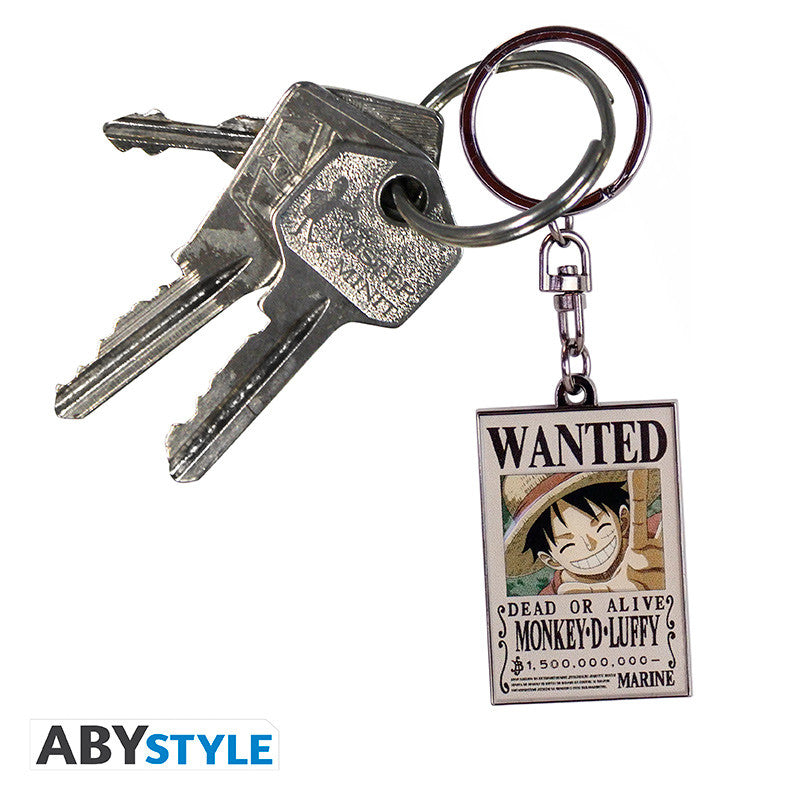One Piece - Wanted Luffy metalnøglering - 3,5 × 4 cm