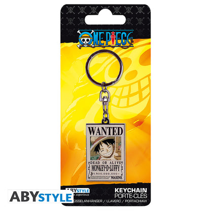 One Piece - Wanted Luffy metalnøglering - 3,5 × 4 cm